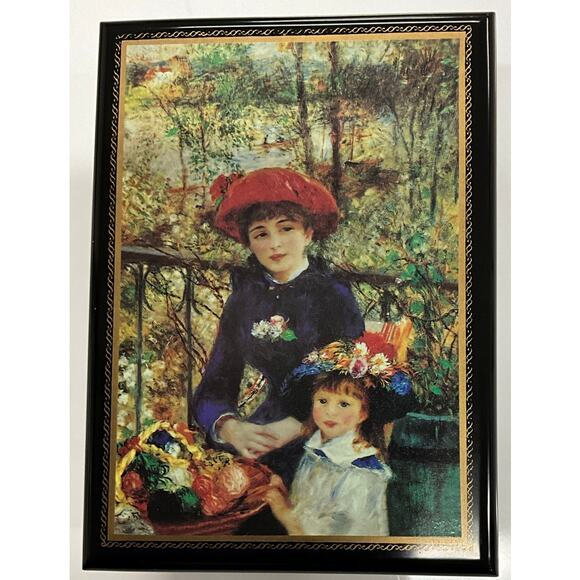 Two Sisters On The Terrace Musical Jewelry Trinket Box Tested Works - Picture 1 of 9